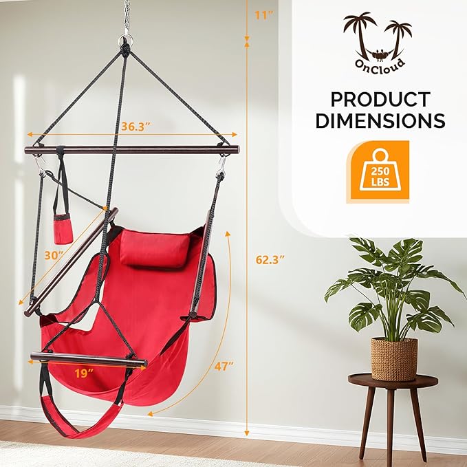 ONCLOUD Upgraded Unique Hammock Hanging Sky Chair, Air Deluxe Swing Seat - Image 6
