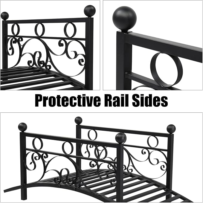 40.16" Metal Arch Garden Bridge, Ourdoor Decorative Iron Foot Bridge - Image 5