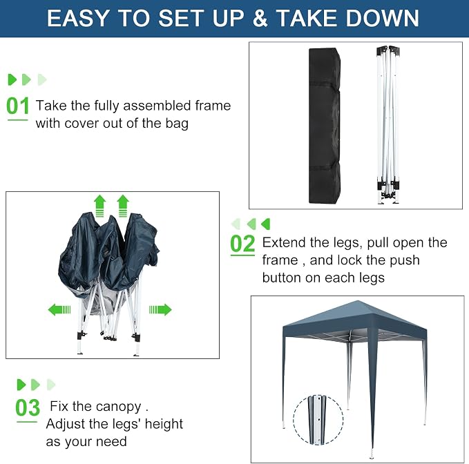 Outvita 6.5x6.5ft Pop Up Canopy Tent, Outdoor Instant Shelter Folding Canopy - Image 6