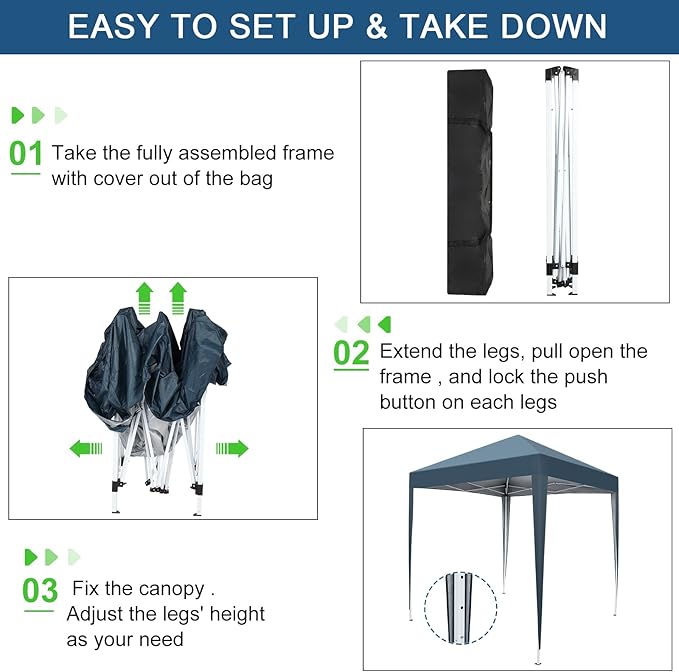 Outvita 6.5x6.5ft Pop Up Canopy Tent, Outdoor Instant Shelter Folding Canopy - Image 6