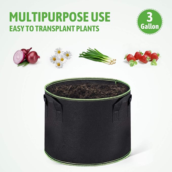 Delxo 10-Pack 3 Gallon Grow Bags Heavy Duty Aeration Fabric Pots Thickened - Image 5