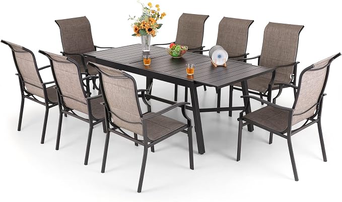 PHI VILLA 9 PCS Patio Dining Set, Outdoor Table and Chair Set by PHIVILLAThepioneerofcomfortablehouseholdsupplies