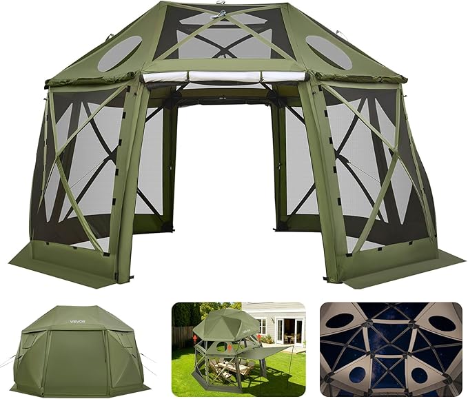 VEVOR Pop up Gazebo Screen Tent, 13 x 13 ft, 13-Sided Spherical Camping Canopy by VEVOR