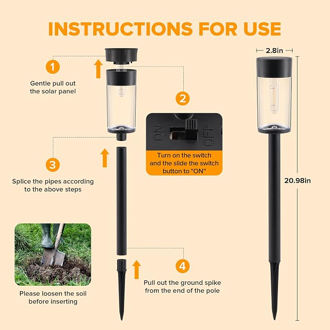 UME 10 Pack Solar Pathway Lights Outdoor, Bright Solar Garden Lights - Image 6