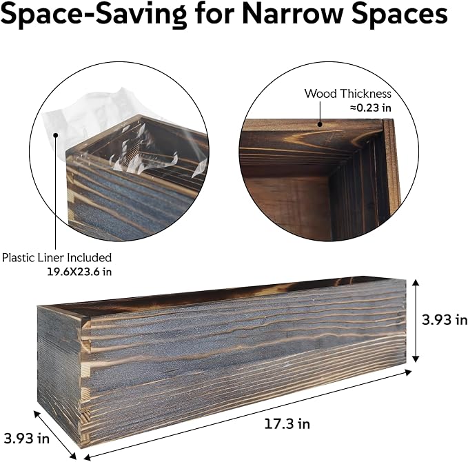 Wood Window Box Planter, Long Indoor Window Box - Image 2