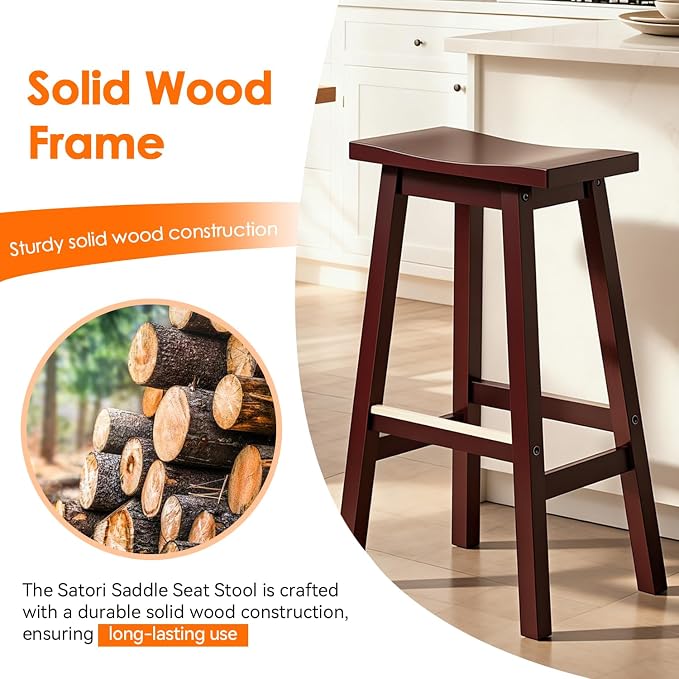 PayLessHere Bar Stools Set of 2, Saddle Stools 30 Inch Heigh, Bar Chairs Seat - Image 6