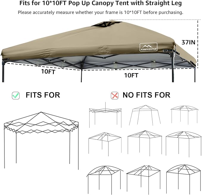 KAMPKEEPER Replacement Top Pop Up Canopy Tent Cover Roof - Image 4