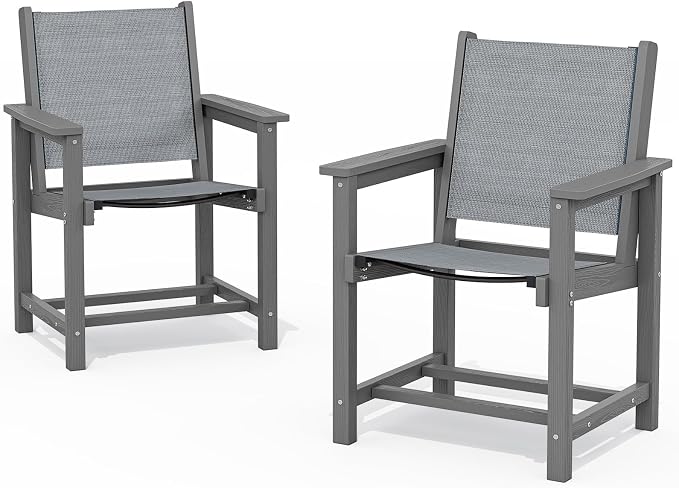 SERWALL Textilene Outdoor Dining Chair Set of 2, HDPE Frame by SERWALL