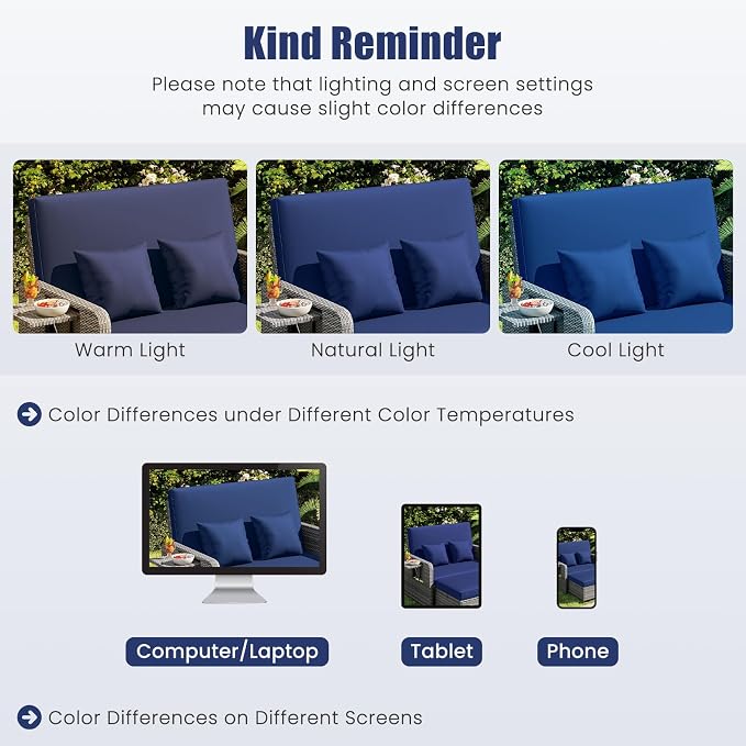 LDAILY Moccha Outdoor Daybed, Wicker Loveseat Sofa Set - Image 7