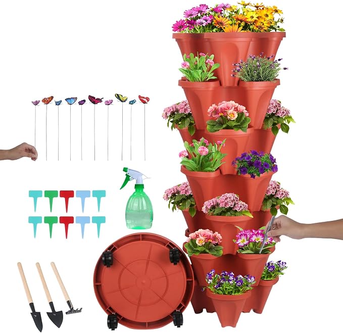 DUNCHATY Stackable Planter Vertical Strawberry Planter by DUNCHATY