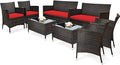 COSTWAY 8PCS Rattan Patio Furniture Set, Outdoor Wicker Rattan Chairs by COSTWAY