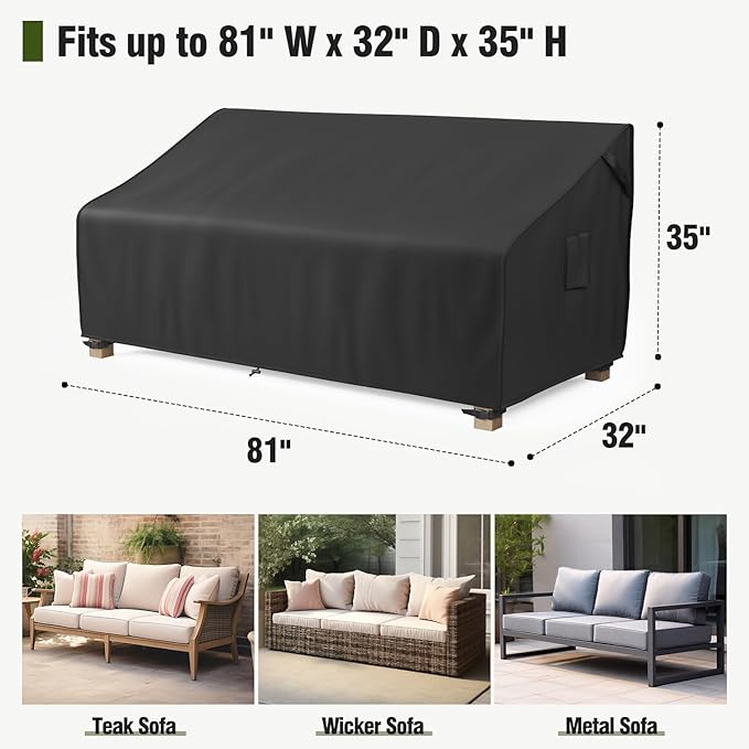 MR.COVER 3-Seater Outdoor Couch Cover Waterproof, Patio Furniture Cover - Image 2