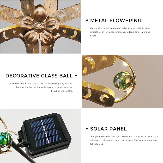 Kaixoxin Solar Power Cross Stake Warm White Color Florals Solar Lights Garden - Image 6