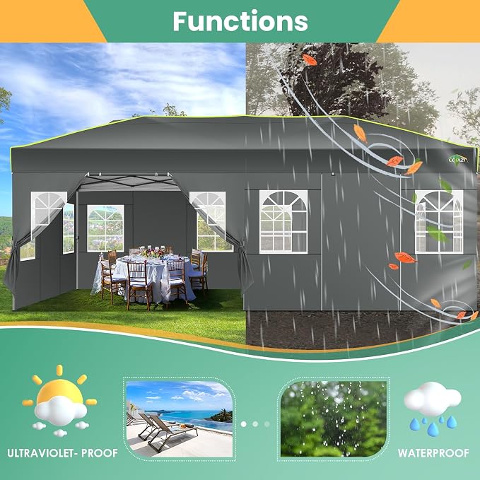 COBIZI 10x20 Pop Up Canopy Tent, Outdoor Party Tent - Image 5