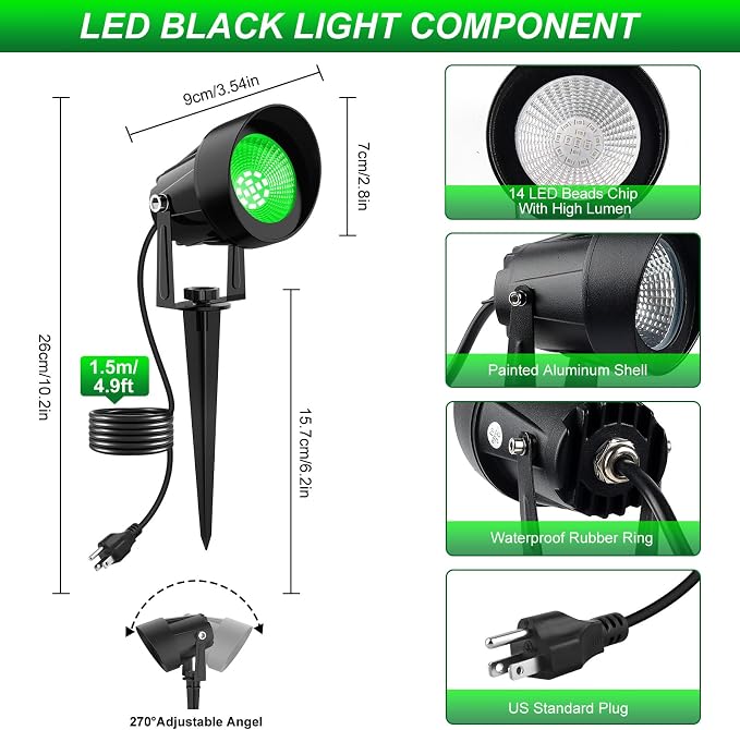 St. Patrick's Day Green Spotlights Outdoor, 14 LED Landscape Lighting - Image 6