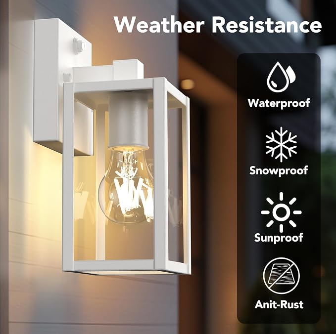 PARTPHONER Dusk to Dawn Outdoor Light Fixtures, Waterproof Exterior Wall Sconce - Image 2