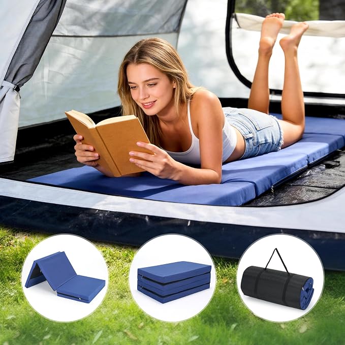 ABORON XXL Camping Cot with 2in Memory Foam Trifold Mattress, 900LBS Heavy Duty - Image 4