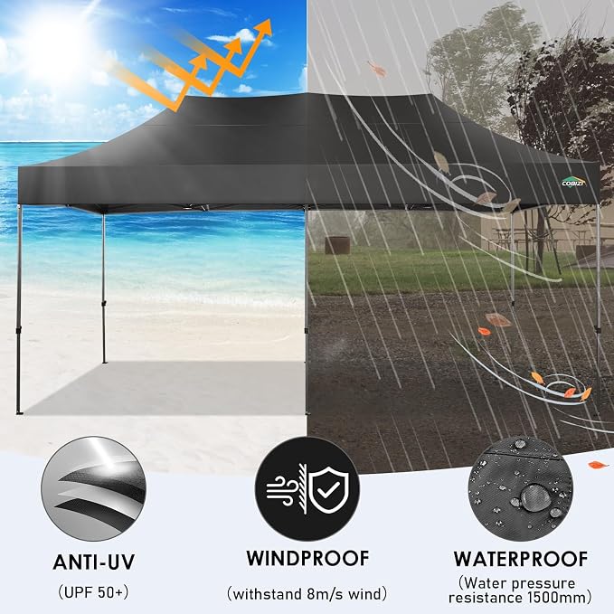 COBIZI 10x20 Heavy Duty Pop up Canopy Tent Without Sidewall Easy Up Commercial - Image 5