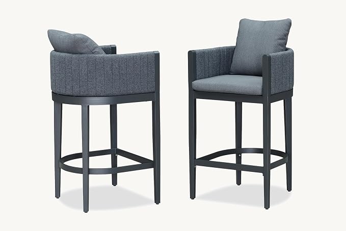 PURPLE LEAF Outdoor Bar Height Stools Set of 4 Aluminum Bar Chairs Modern by PURPLELEAF