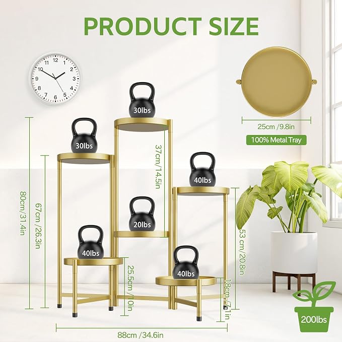 iDavosic.ly 6 Tier Large Plant Stand Indoor, 10 Inch Wide Tall Corner Metal - Image 4