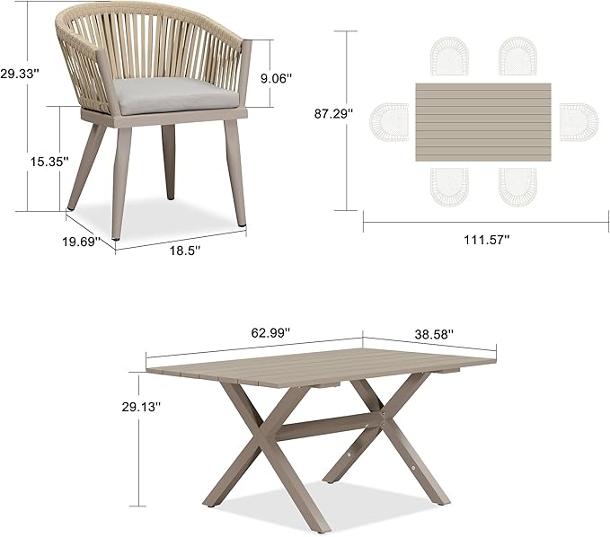 PURPLE LEAF 7 Pieces Outdoor Dining Set - Image 9