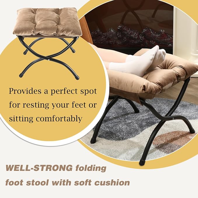 15" Foldable Foot Stool Ottoman - Image 4
