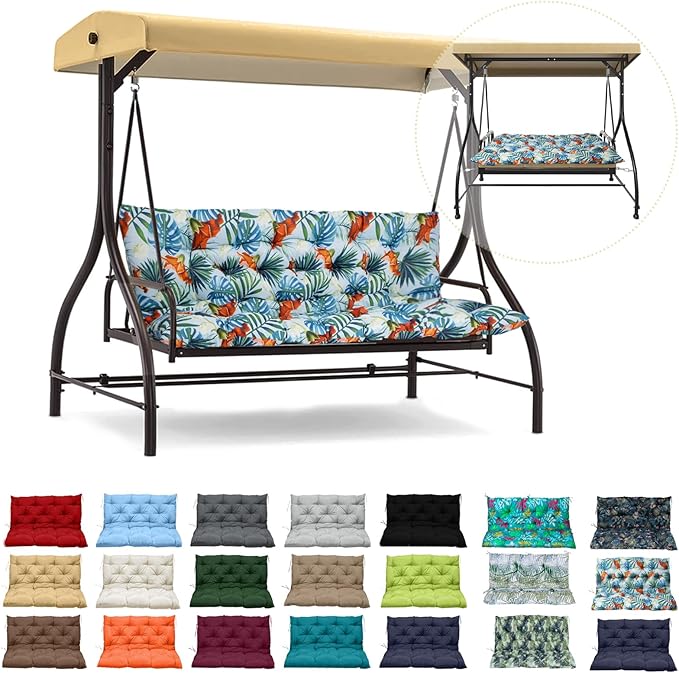 Waterproof Porch Swing Cushion Replacement, 2–3 Seat Swing Seat Cushion by RUFXIEZW