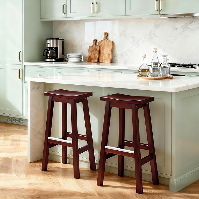 PayLessHere Bar Stools Set of 2, Saddle Stools 30 Inch Heigh, Bar Chairs Seat - Image 2