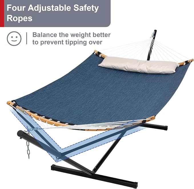2 Person Hammock with Stand Included, Quick Dry Hammock with Curved Spreader - Image 3