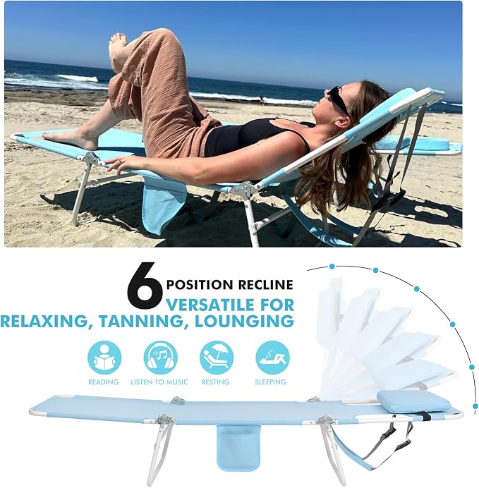 3 in 1 Women Comfort Backpack Beach Tanning Lounge Chair - Image 6