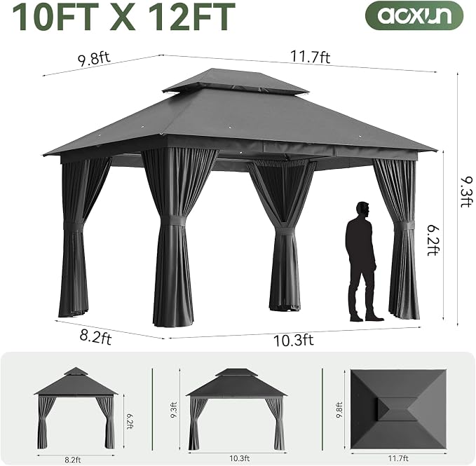 Aoxun 10x12 Outdoor Gazebo - Image 6