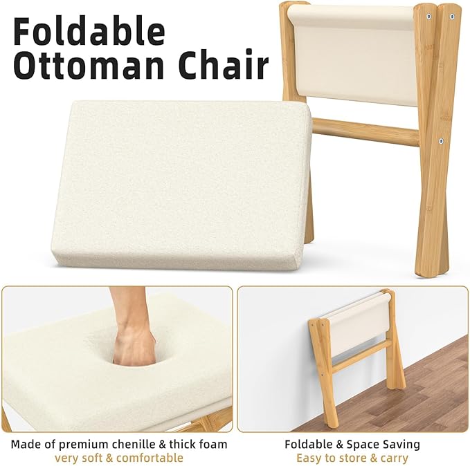 Foldable Foot Stool Ottoman, Modern Foot Rest - Image 5