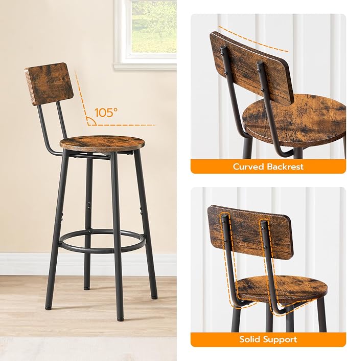 HOOBRO Bar Stools, 25.2" Bar Chairs - Image 7