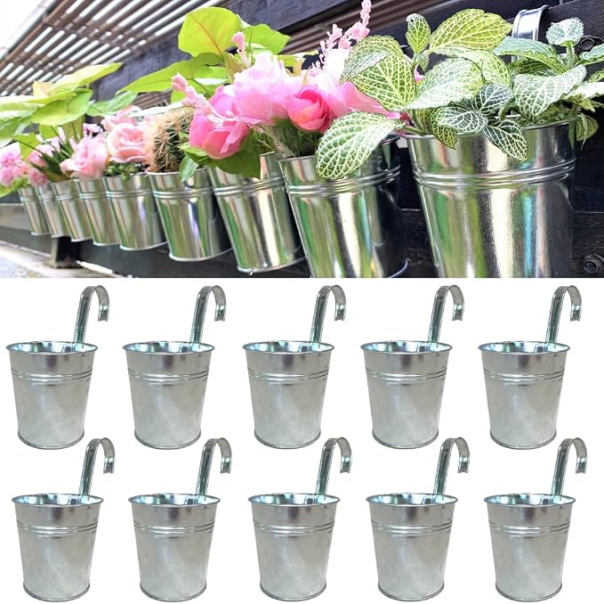 LaLaGreen Fence Planters for Outdoor Plants Railing Planter Metal Herb Garden by L%C3%A1L%C3%A1Green