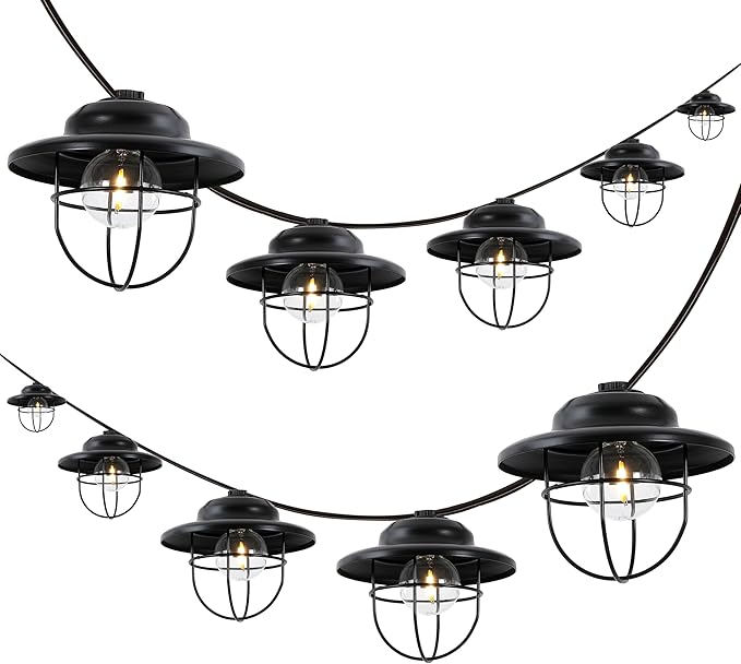 JONATHAN Y 10' Black 10-Light Rustic Farmhouse LED String Lights by JONATHANY