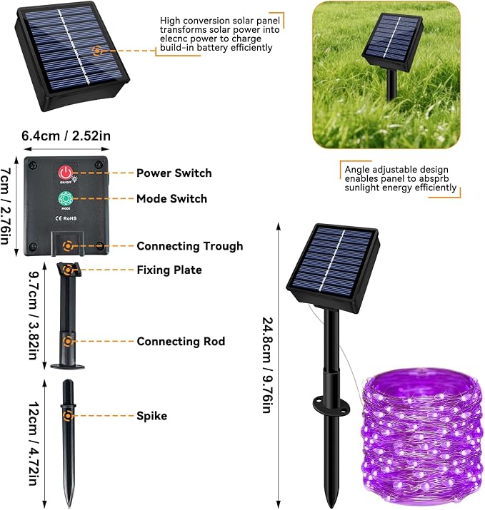 Solar String Lights Outdoor Waterproof 2 Pack Total 66ft 200LED 8 Modes Twinkle - Image 7