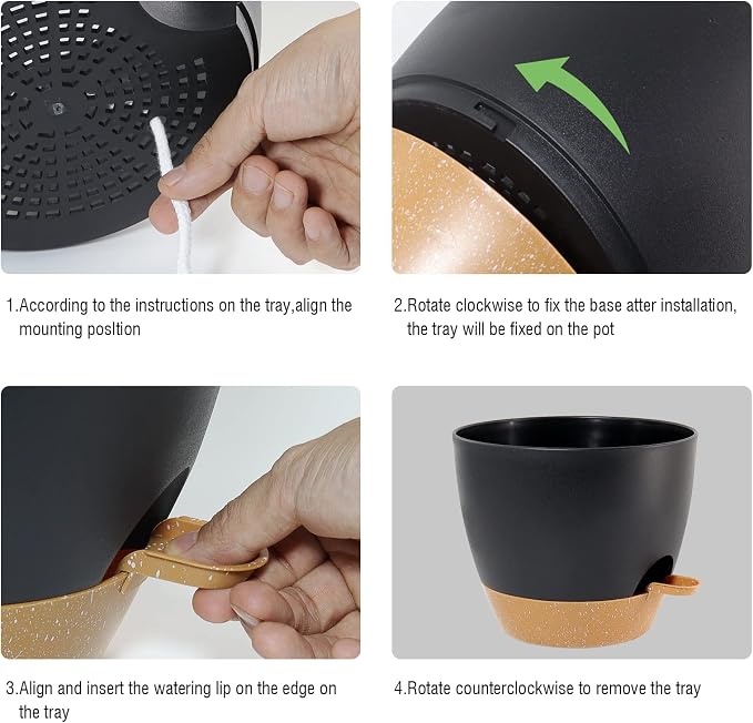 Large Self Watering Pots, 12/10/9 Plastic Planters - Image 4
