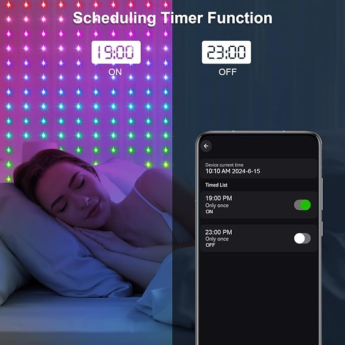 ZAIYW WiFi Smart RGB Color Changing Curtain Lights - Image 4