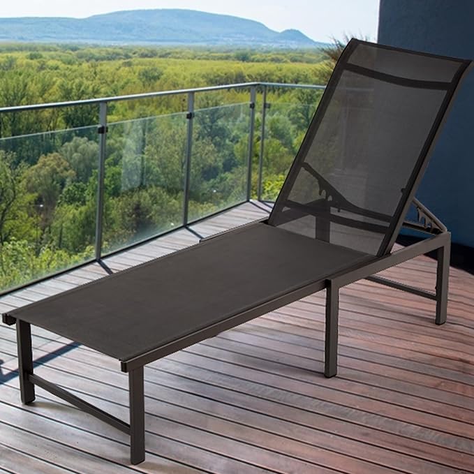 Outdoor Pool Lounge Chairs, Patio Aluminum Chaise Lounge, Five-Position - Image 7