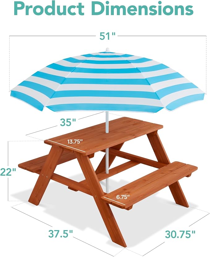 Best Choice Products Wooden Kids Picnic Table - Image 3
