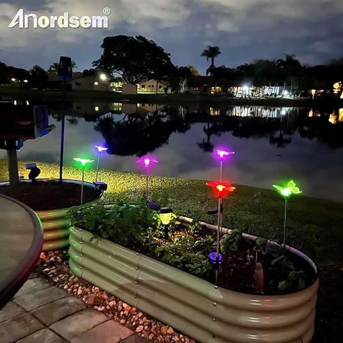 Anordsem Solar Garden Lights Outdoor: 6 Waterproof PVC Insect Stake Light Heads - Image 7