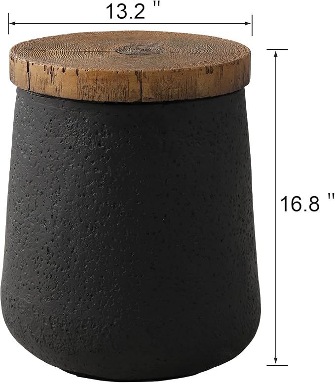 SUNBURY Outdoor Side Table, Patio Accent Side Table, Concrete Garden Stool - Image 3