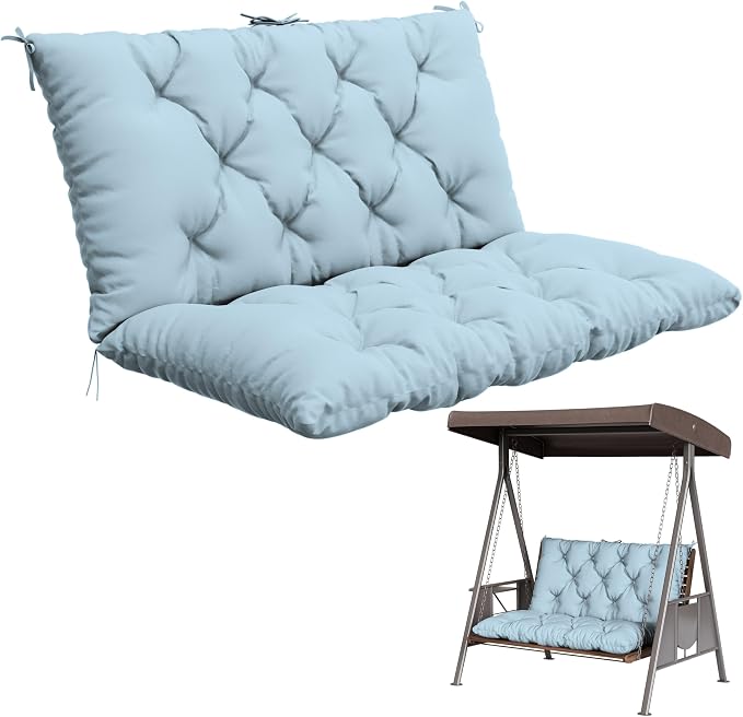 Porch Swing Cushion with Backrest, Waterproof Bench Cushion by Pakunoda