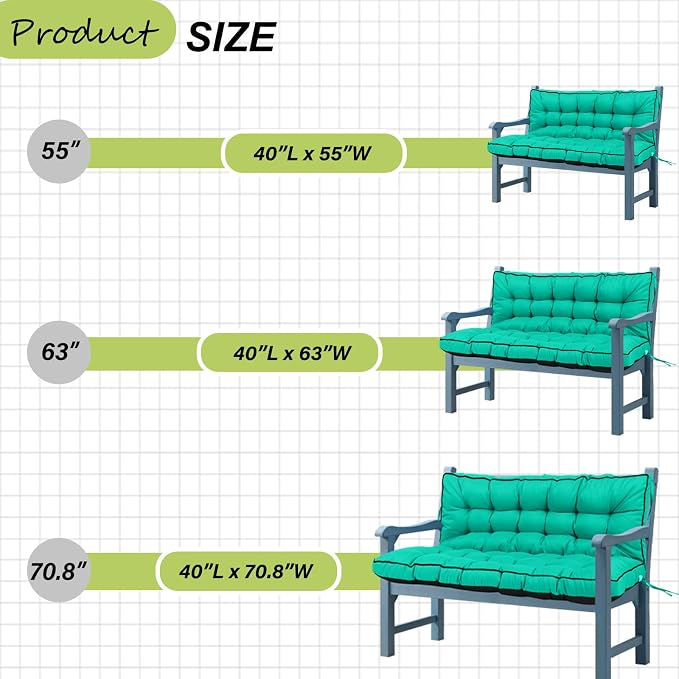Waterproof Porch Swing Cushion Replacement, Thick 4" 2–3 Seat Outdoor Swing - Image 6