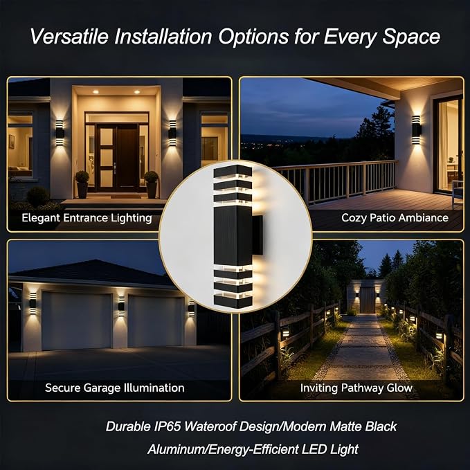 10Pack 15inch LED Square Up & Down Wall Lights, 14W Outdoor Wall Light 4000K - Image 7