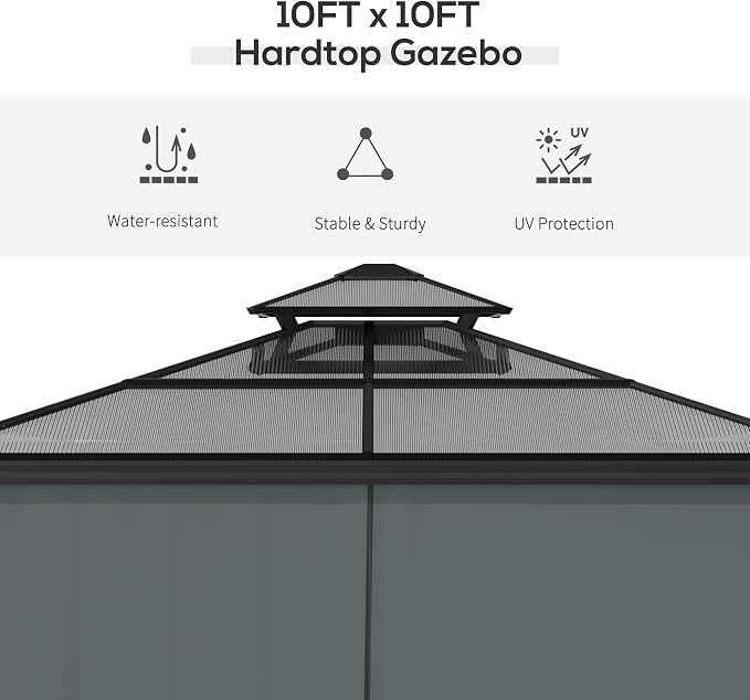 Outsunny 10' x 10' Hardtop Gazebo Canopy - Image 3