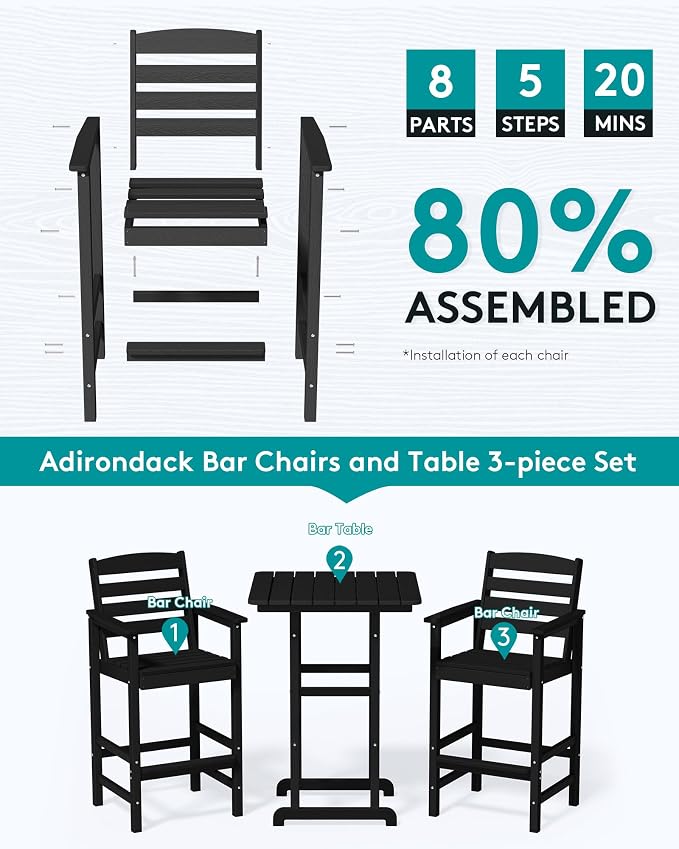 SERWALL 6 Pieces Outdoor Patio Bar Set - Image 6