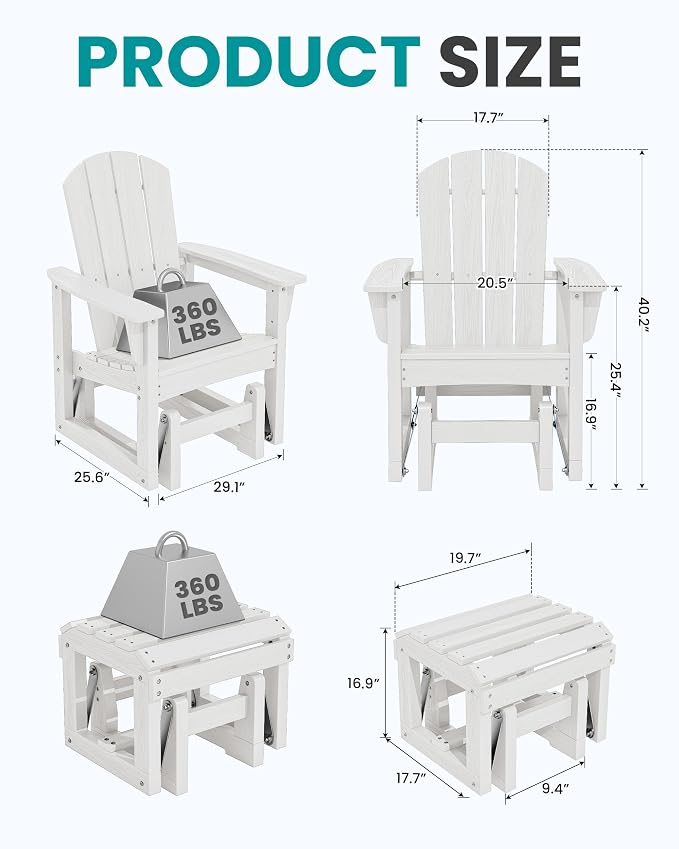 SERWALL Outdoor Glider Chair Set of 4 - Image 2