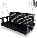 Wooden Porch Swing 3-Seater, High Backrest and Deep Seat, Bench Swing by FortuneCandy