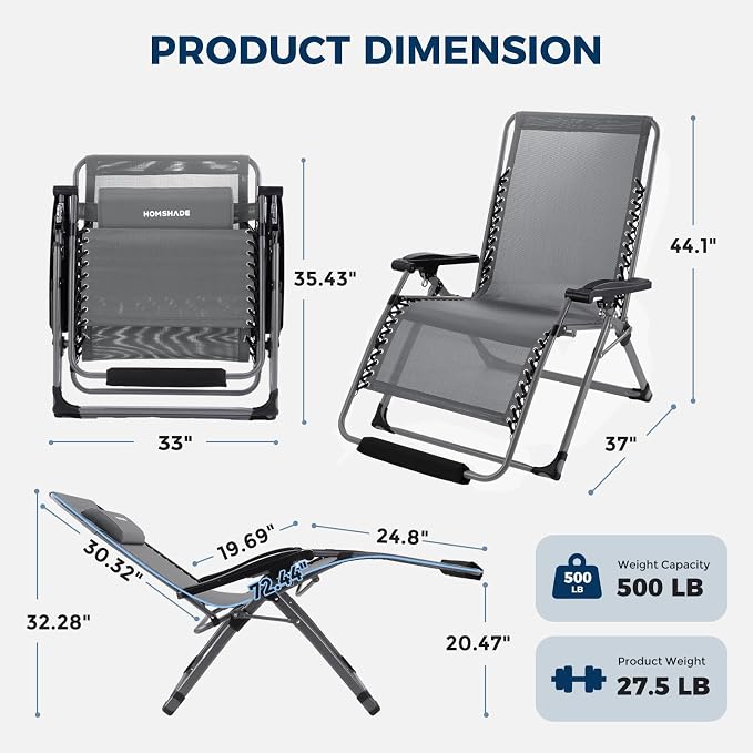 HOMSHADE XXL Zero Gravity Chair - Image 2